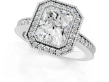 Platinum Radiant Cut-Cut Diamond Halo Engagement Ring with Pave Band and Prong Setting_14