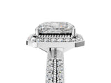 Platinum Radiant Cut Diamond Double Halo Ring with Split Shank and Four-Prong Setting_12