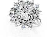 Platinum Radiant Cut Diamond Floral Double Halo Engagement Ring with Prong Setting_14