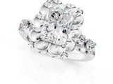 Platinum Radiant Cut Diamond Floral Halo Engagement Ring with Shared Prong Setting 3