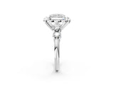 Platinum Radiant Cut Diamond Floral Halo Engagement Ring with Shared Prong Setting 4