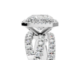 Platinum Radiant Cut Diamond Halo Ring with Round Split Shank and Prong Setting_5