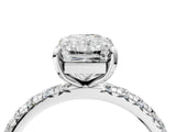 Platinum Radiant Cut Diamond Pavé Solitaire Ring with Round Band and Prong Setting_16