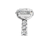 Platinum Radiant Cut Diamond Pavé Solitaire Ring with Round Band and Prong Setting_17