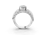 Platinum Radiant Cut Diamond Pave Art Deco Split Shank Ring with Four-Prong Setting_16