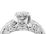 Platinum Radiant Cut Diamond Pave Art Deco Split Shank Ring with Four-Prong Setting_17