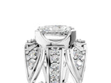 Platinum Radiant Cut Diamond Pave Art Deco Split Shank Ring with Four-Prong Setting_18