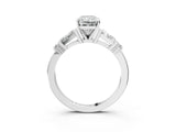 Platinum Radiant Cut Diamond Ring with Baguette Side Stones, Channel Set Band, and Four-Prong Setting_16
