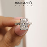 Platinum Radiant Cut Diamond Ring with Pavé Band and Four-Prong Setting_153