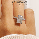 Platinum Radiant Cut Diamond Ring with Pavé Band and Four-Prong Setting_155