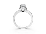 Platinum Radiant Cut Diamond Scalloped Halo Engagement Ring with Round Shared Prong Band_15