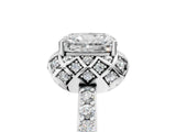 Platinum Radiant Cut Diamond Scalloped Halo Engagement Ring with Round Shared Prong Band_17