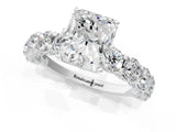 Platinum Radiant Cut Diamond Side Stone Engagement Ring with Four-Prong Setting_1
