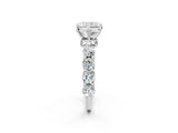 Platinum Radiant Cut Diamond Side Stone Engagement Ring with Four-Prong Setting_2