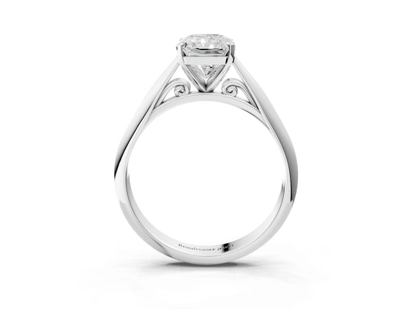 Platinum Radiant Cut Solitaire Cathedral Engagement Ring Setting with Arched Shoulders