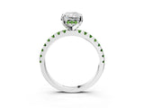 Platinum Radiant Cut Diamond Solitaire Ring with Round with Peridot side stone Pavé Band and Four-Prong Setting_15