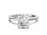 Platinum Radiant Cut Diamond Solitaire Ring with Thin Band and Prong Setting_12