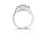 Platinum Radiant Cut Diamond Three-Stone Engagement Ring with Prong Setting and Pavé Band_34