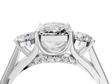 Platinum Radiant Cut Diamond Three-Stone Engagement Ring with Prong Setting and Pavé Band_35