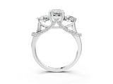 Platinum Radiant Cut Diamond Three-Stone Ring with Prong Setting and Pavé Band_10