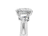 Platinum Radiant Cut Diamond Three-Stone Ring with Prong Setting and Pavé Band_12