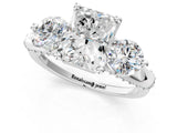 Platinum Radiant Cut Diamond Three-Stone Ring with Prong Setting and Pavé Band_8