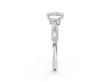 Platinum Radiant Cut Diamond Three-Stone Ring with Prong Setting and Pavé Band_9