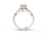 Platinum Radiant Cut Diamond with Citrine side stone Halo Twist Band Solitaire Prong Setting Ring_3