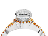 Platinum Radiant Cut Diamond with Citrine side stone Halo Twist Band Solitaire Prong Setting Ring_4