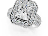 Platinum Radiant Cut Halo Diamond Engagement Ring with Pave Split Shank and Four-Prong Setting_8