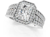 Platinum Radiant Cut Halo Diamond Split Shank Ring with Prong Setting_32