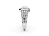 Platinum Radiant Cut Halo Diamond Split Shank Ring with Prong Setting_33