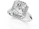 Platinum Radiant Cut Halo Solitaire Engagement Ring with Square Band and Four-Prong Setting_13