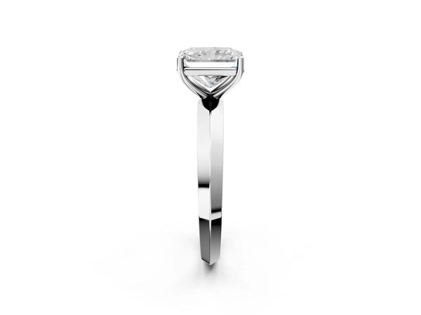 Platinum Radiant Cut Knife-Edge Solitaire Engagement Ring Setting with Plain Polished Band