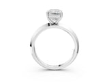 Platinum Radiant Cut Solitaire Engagement Ring with Flat Band and Four-Prong Setting 3