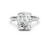 Platinum Radiant Cut Solitaire Split Shank Pave Diamond Engagement Ring with Four-Prong Setting_85