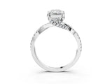 Platinum Radiant Cut Solitaire Twist Pave Diamond Engagement Ring with Prong Setting_22
