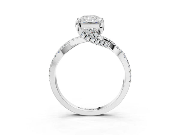 Platinum Radiant Cut Twisted Split Shank Engagement Ring Setting