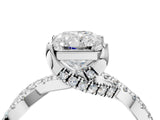 Platinum Radiant Cut Solitaire Twist Pave Diamond Engagement Ring with Prong Setting_23