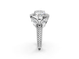 Platinum Radiant Diamond Milgrain Marquise Filigree Engagement Ring with Prong Setting_8