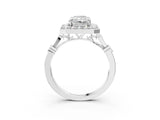 Platinum Radiant Halo Diamond Engagement Ring with Twisted Band and Four-Prong Setting 3