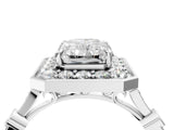 Platinum Radiant Halo Diamond Engagement Ring with Twisted Band and Four-Prong Setting 4