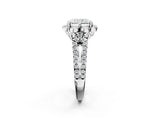 Platinum Radiant Halo Diamond Floral Split Shank Engagement Ring 2