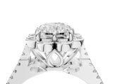 Platinum Radiant Halo Diamond Floral Split Shank Engagement Ring 4