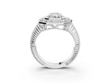 Platinum Radiant Halo Diamond Ring with Milgrain Bezel and Prong Setting_9