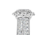 Platinum Radiant Halo Round Diamond Pave Band with Prong Setting 5