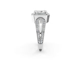 Platinum Radiant Halo Split Shank Milgrain Diamond Ring_28