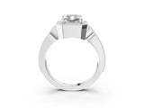 Platinum Radiant Halo Split Shank Milgrain Diamond Ring_29