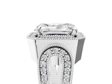 Platinum Radiant Halo Split Shank Milgrain Diamond Ring_31