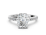 Platinum Radiant Solitaire Diamond Engagement Ring with Pavé Band and Six-Prong Setting_12